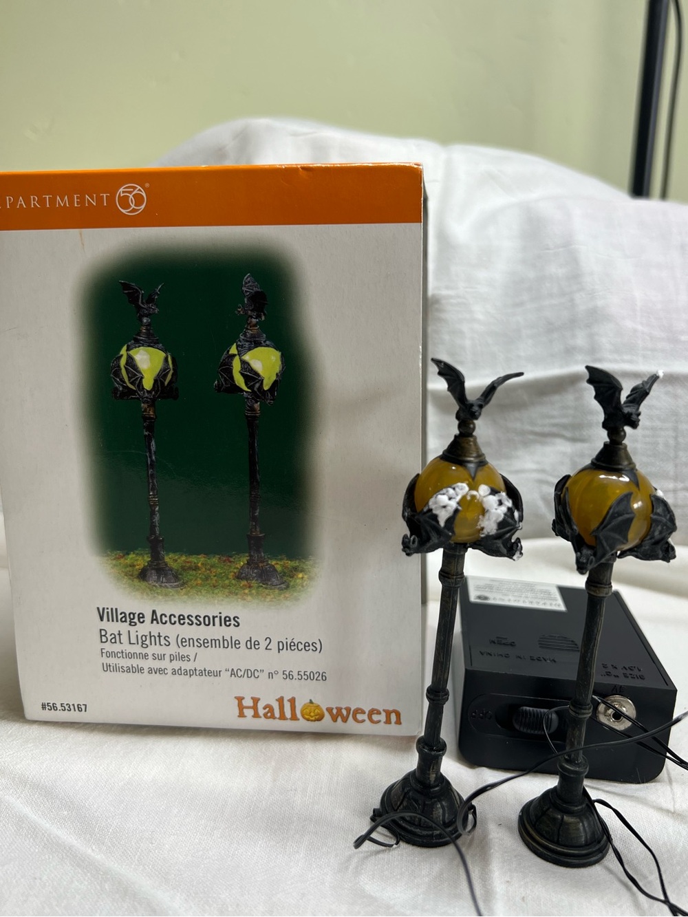 Vintage Dept 56 village Bat lights pair of 2